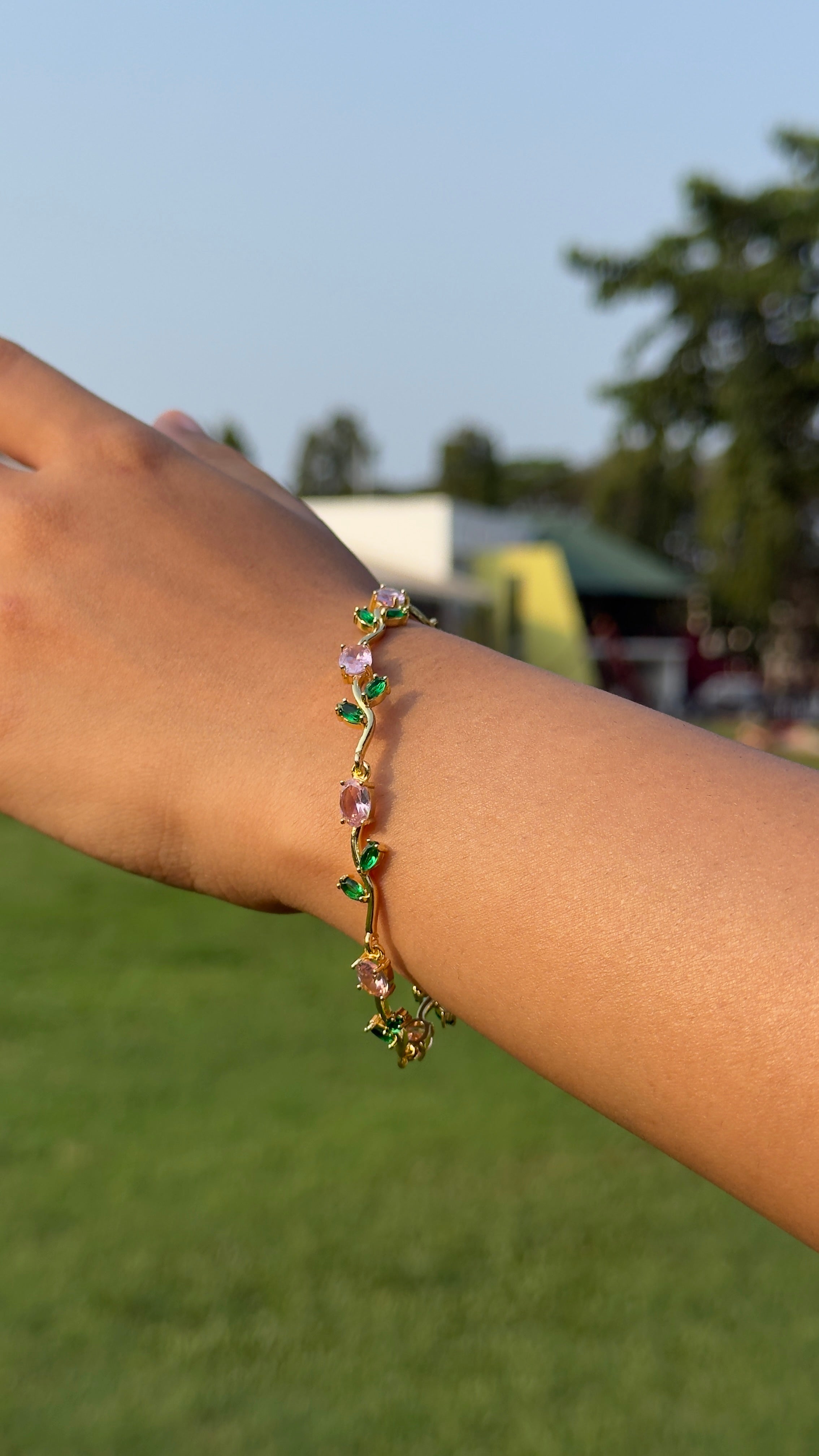 Tulip Gemstone Bracelet – Gold Plated