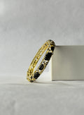 Black Meenakari Kada | Gold Floral Enamel Bangle | Anti-Tarnish