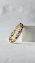 Burgundy Rose Meenakari Kada | Floral Enamel Bangle | Anti-Tarnish