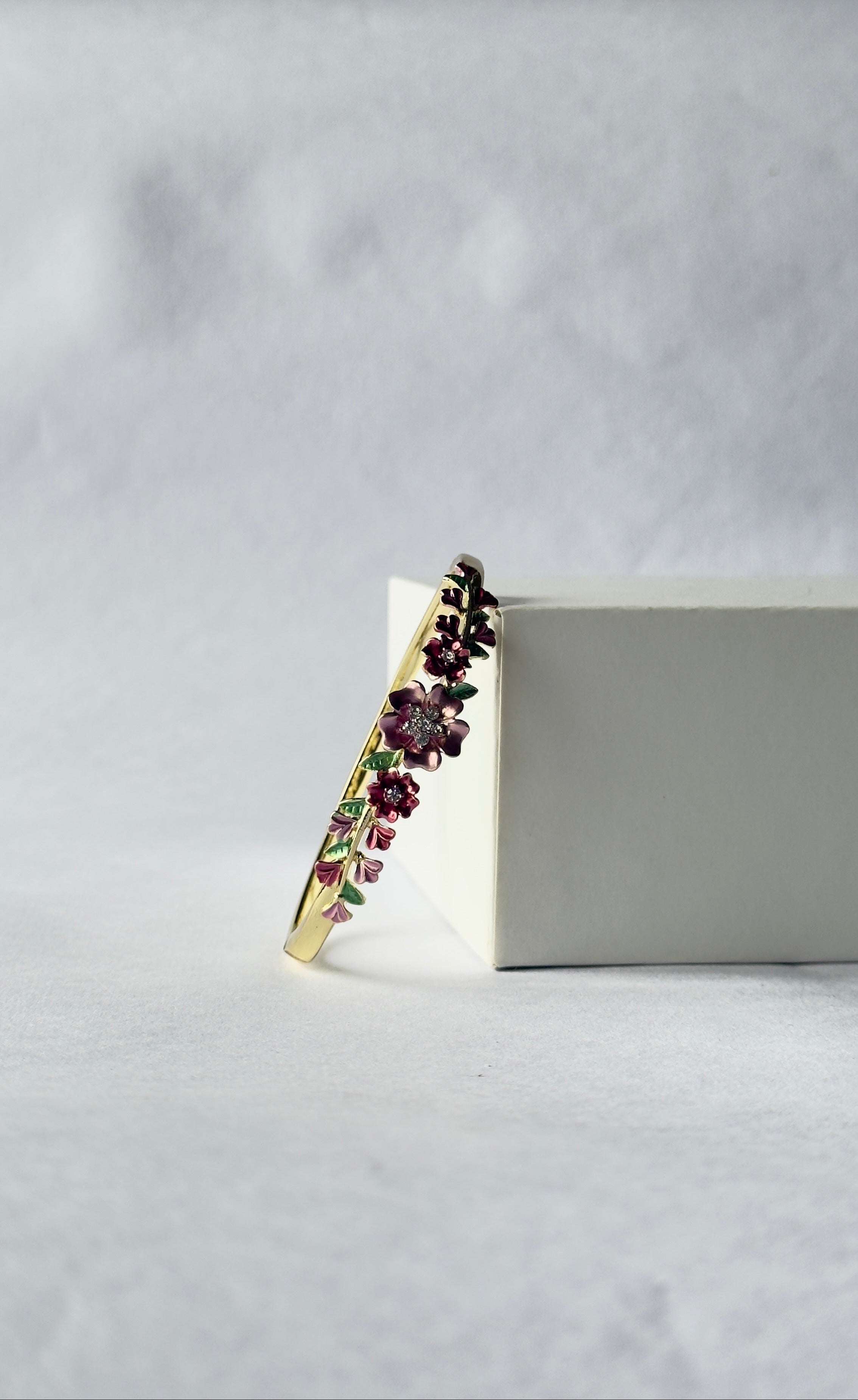 Maroon Rose Meenakari Kada | Burgundy Floral Enamel Bangle