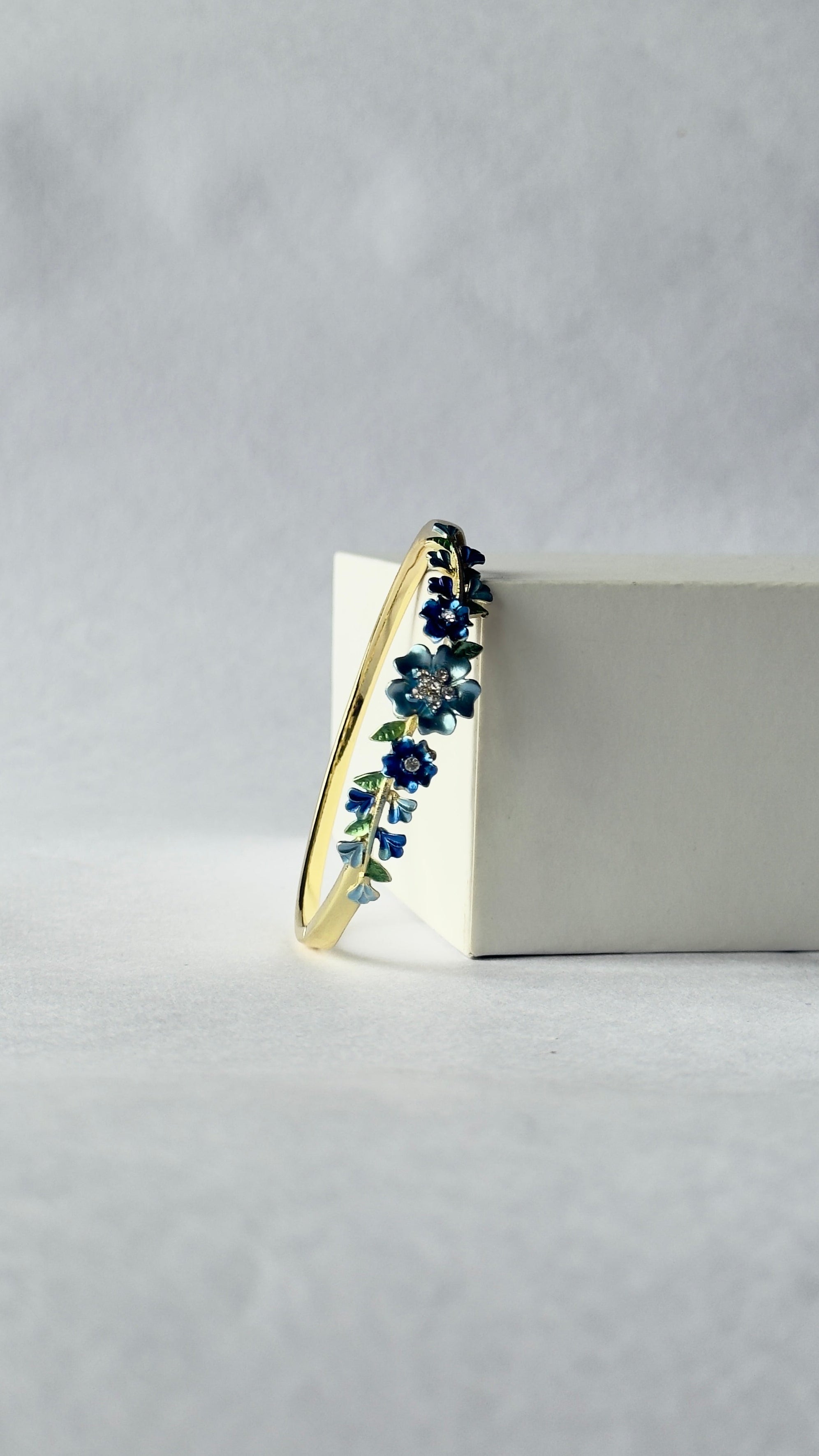Sapphire Bloom Meenakari Kada | Navy Blue Floral Enamel Bangle