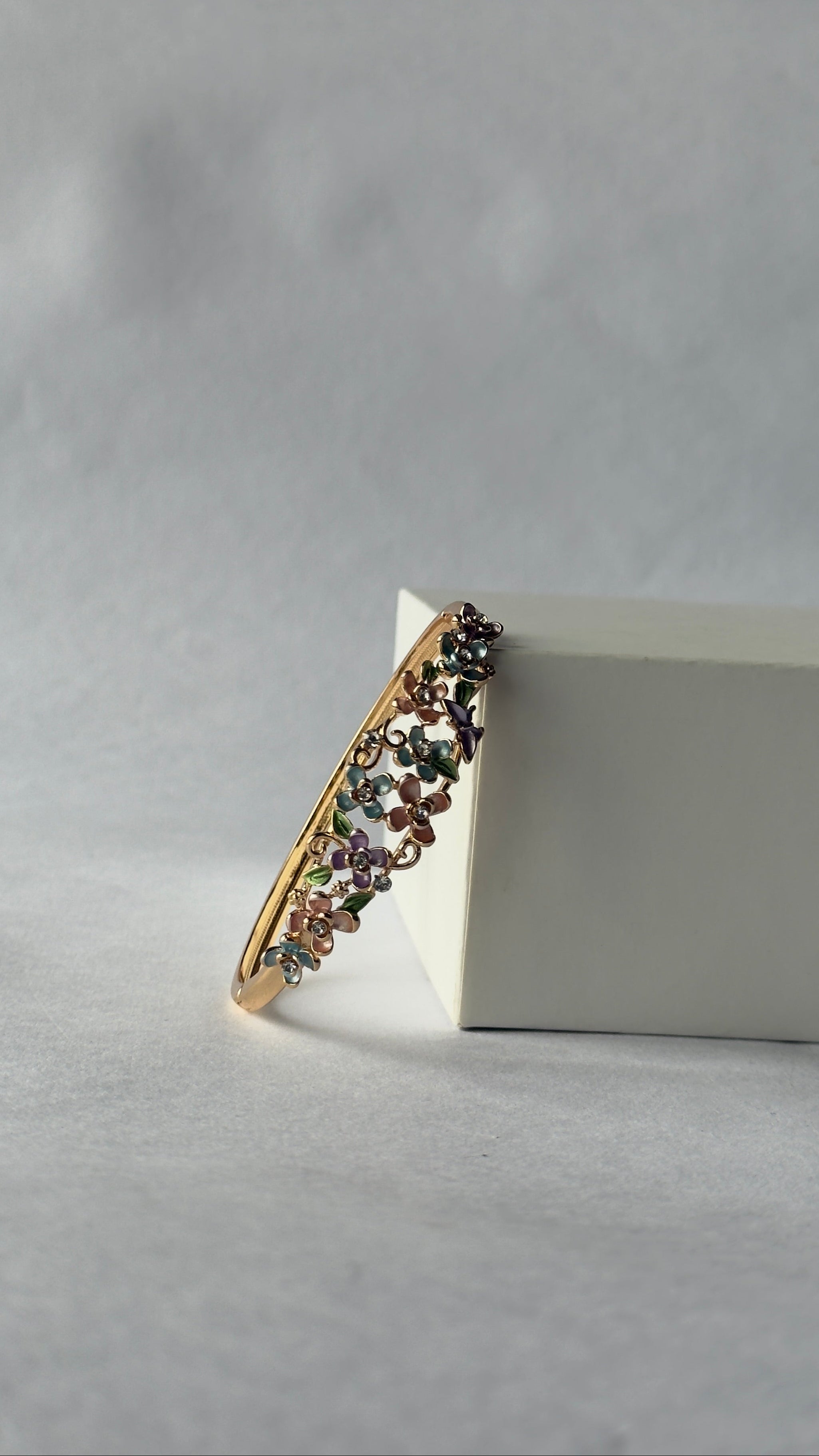 Vintage Garden Meenakari Kada | Rose & Sage Floral Bangle