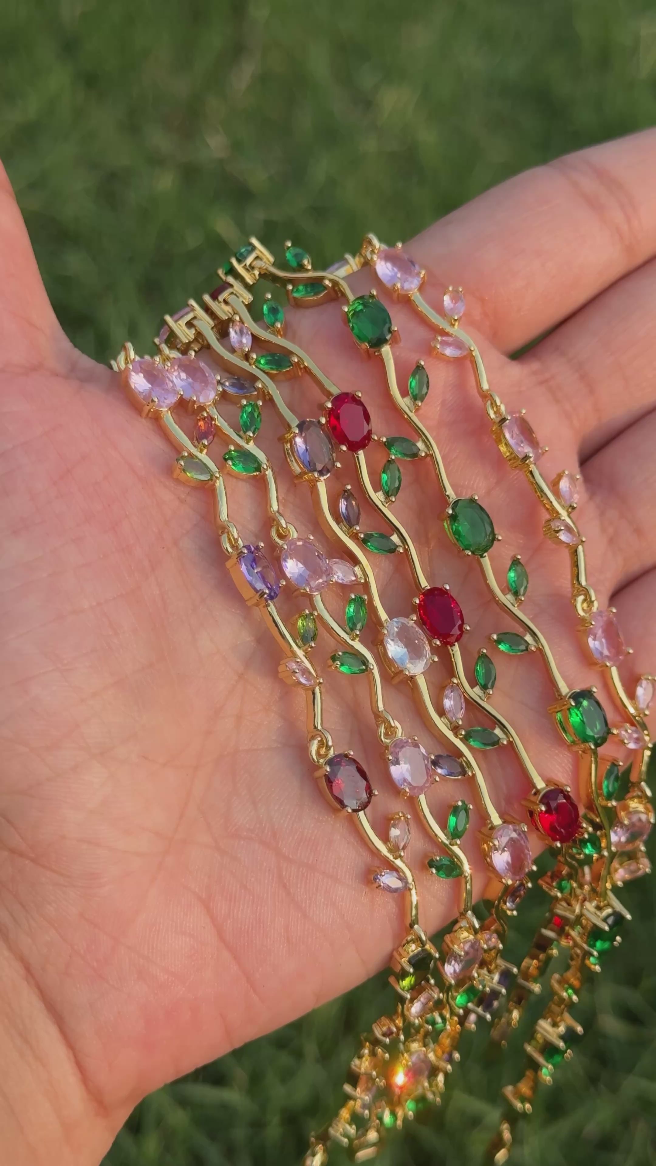 Tulip Gemstone Bracelet – Gold Plated