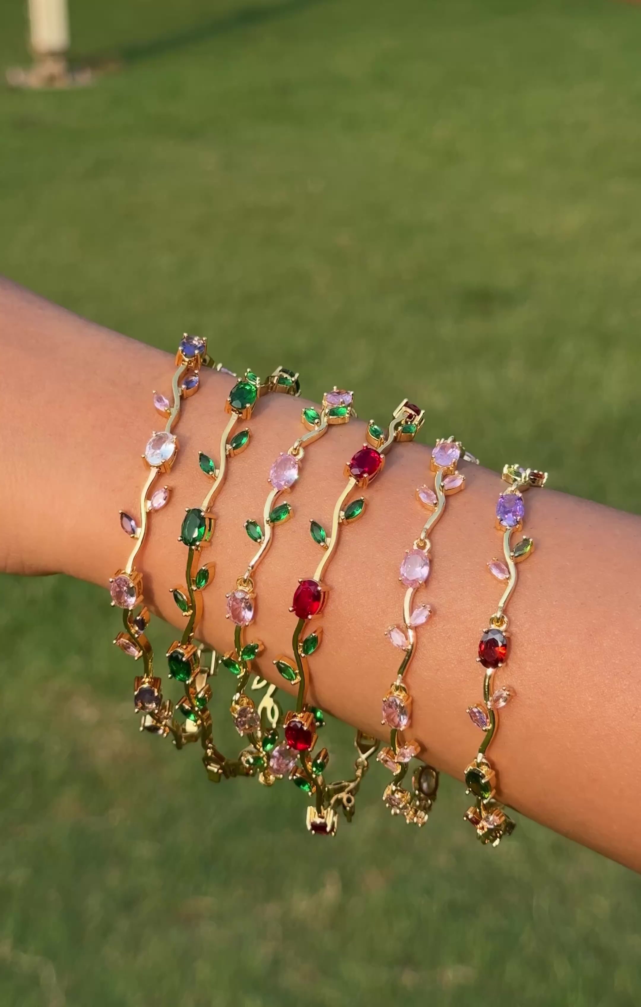 Tulip Gemstone Bracelet – Gold Plated